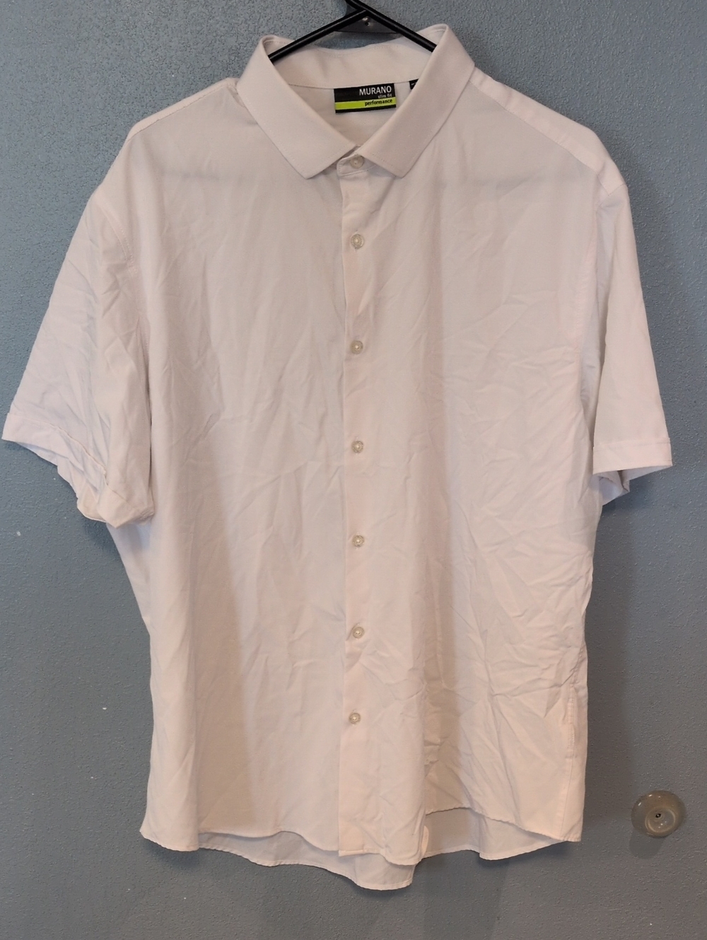 Murano Slim Fit Performance Short Sleeve Button Down Shirt Business Casual White
